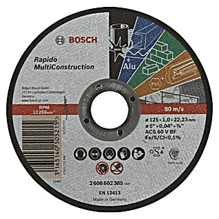 Bosch Trennscheibe (Durchmesser Scheibe: 125 mm, Geeignet für: Baustellenmaterialien)