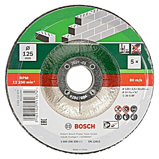 Bosch Trennscheibe (Durchmesser Scheibe: 125 mm, Bohrung: 22,23 mm, Geeignet für: Stein, 5 Stk.)