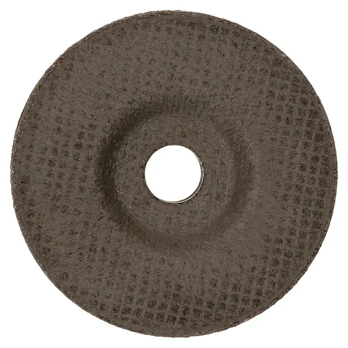 Bosch Trennscheibe C 30 S BF - Geeignet für: Stein, Durchmesser Scheibe: 125 mm, Stärke Scheibe: 2,5 mm, 5 Stk. - Nahaufnahme einer braunen Schleifscheibe mit einem Loch in der Mitte, die auf einem Winkelschleifer verwendet wird.