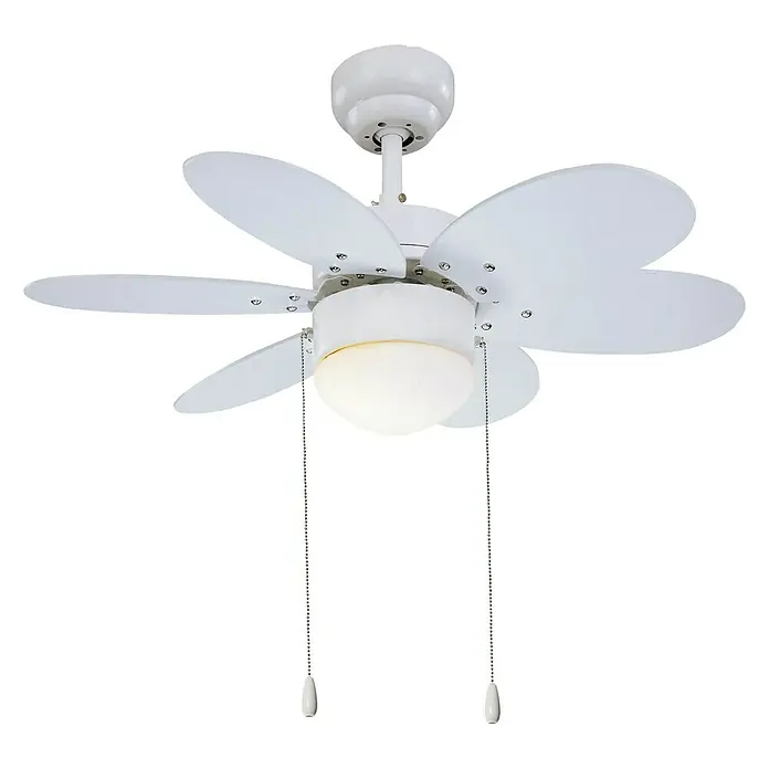 Sulion Ventilador de techo Lollipop - Multicolor pastel, 76 cm, 40 W - Ventilador de techo blanco con cinco aspas y luz integrada, ideal para espacios pequeños y diseño moderno.