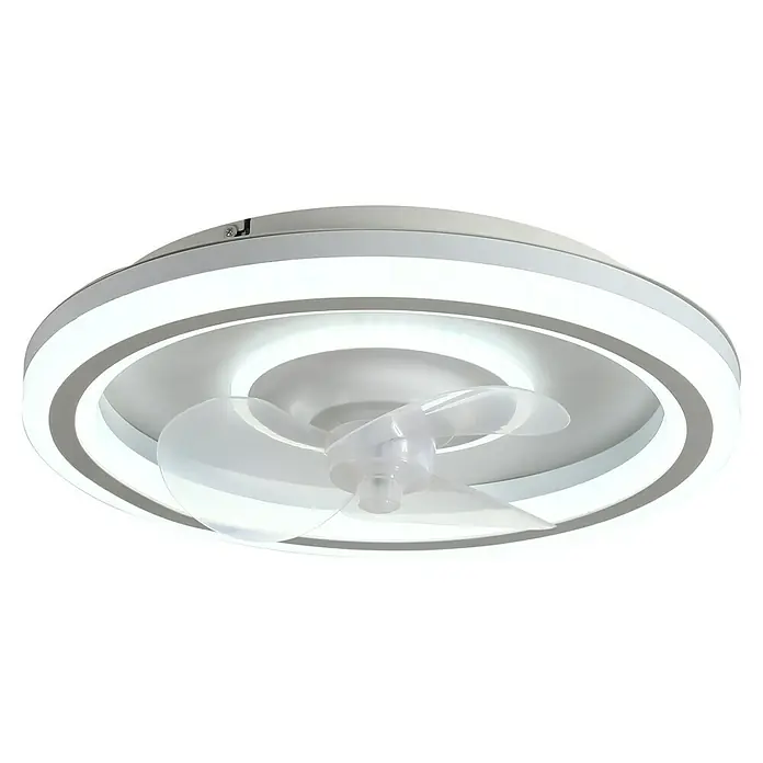 Sulion Ventilador de techo Alan - Blanco, 48 cm, 38 W, Blanco neutro - Lámpara de techo moderna con ventilador. El diseño elegante incluye una luz LED redonda y aspas transparentes para una circulación de aire óptima.
