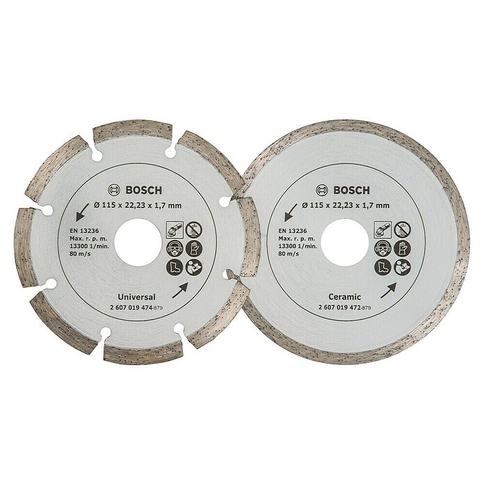 Bosch Set diamantdoorslijpschijven (Schijfdiameter: 115 mm, Boorgat: 22,23 mm, 2 st.) | BAUHAUS