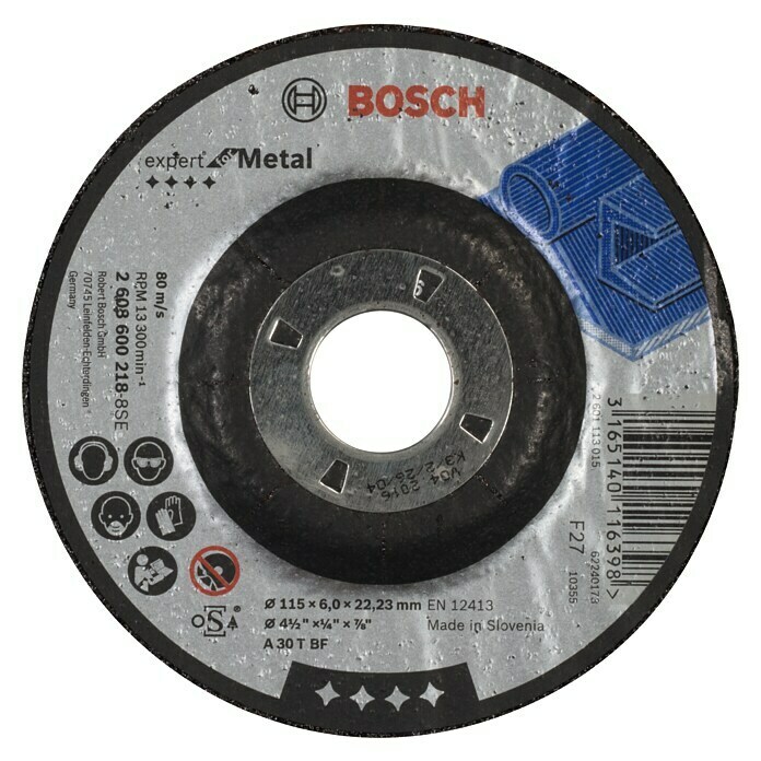 Bosch Schruppscheibe Expert for Metal A 30 T BF (Durchmesser: 115 mm, Stärke Scheibe: 6 mm, 1 Stk.) | BAUHAUS