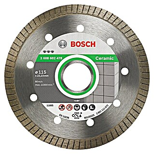 Bosch Diamant-Trennscheibe Best for Ceramic Extra Clean Turbo (Durchmesser: 115 mm, Bohrung: 22,23 mm, Geeignet für: Porzellan, 1 Stk.)