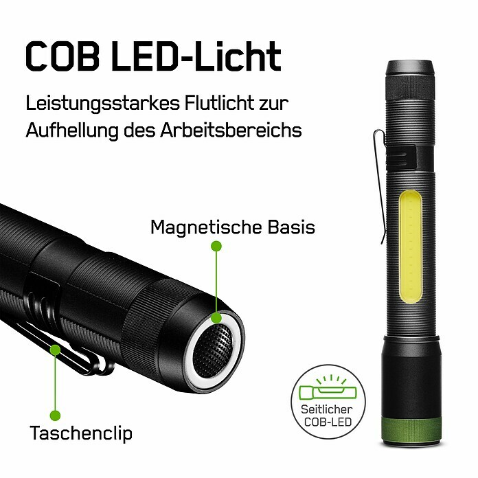 GP LED-Taschenlampe C33 (Batteriebetrieben, Schwarz, 30 lm - 150 lm - 180 lm) | BAUHAUS