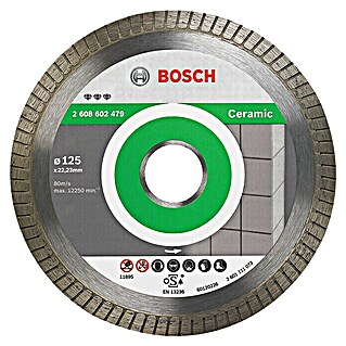 Bosch Diamant-Trennscheibe Best for Ceramic Extra Clean Turbo (Durchmesser: 125 mm, Bohrung: 22,23 mm, Geeignet für: Porzellan, 1 Stk.)