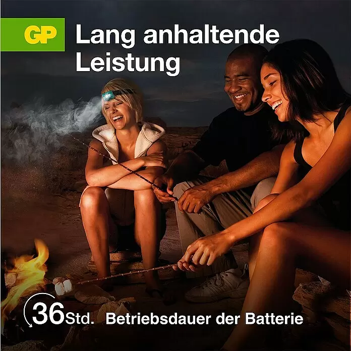 GP Stirnlampe CH44 - 61 x 47 x 37,3 mm, 35 lm - 300 lm, IPX4 - Informationsansicht