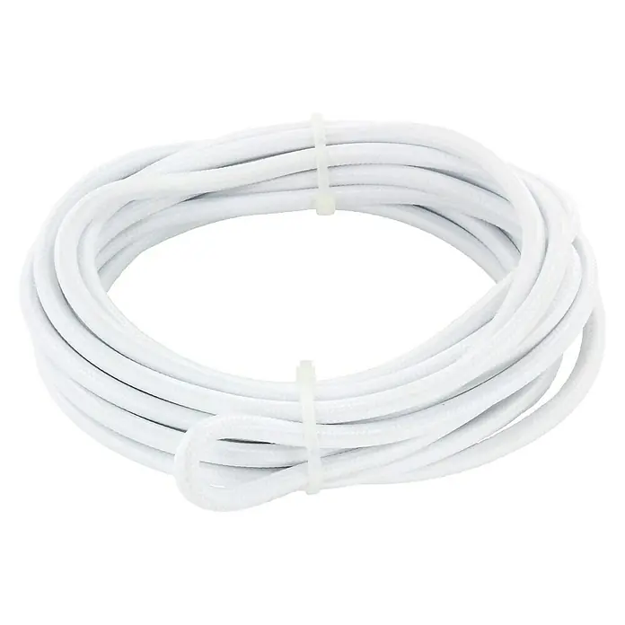 Chacon Cable textil decorativo - 3 m, Blanco - Tira de luz LED blanca enrollada y sujeta con bridas. Ideal para conceptos de iluminación moderna e instalación sencilla.