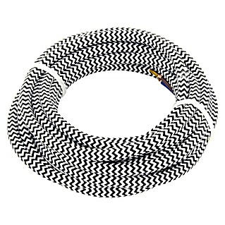 Chacon Cable textil decorativo (3 m, Negro/Blanco)
