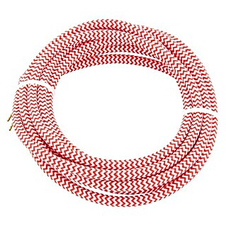 Chacon Cable textil decorativo (3 m, Rojo/Blanco)