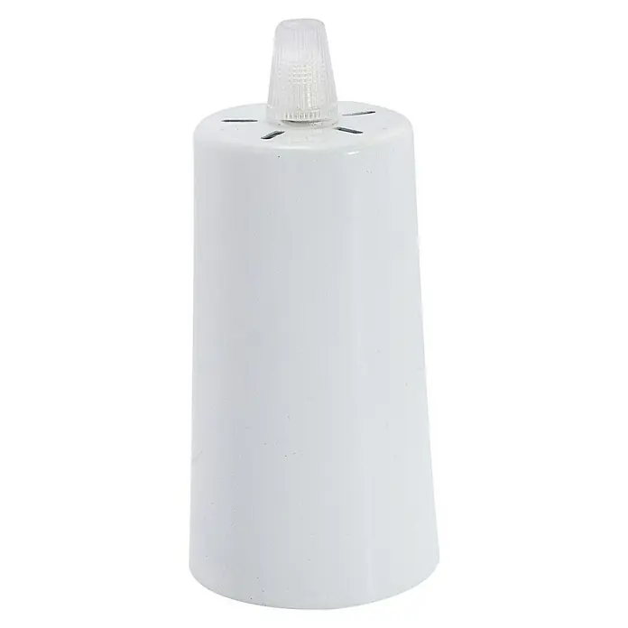 Chacon Casquillo metálico - Metal, Blanco, 1 ud. - Primer plano de una lámpara de mesa blanca con pantalla transparente, perfecta para cualquier mesita de noche o escritorio.