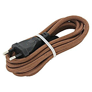 Chacon Cable textil con interruptor (2 m, Marrón, H03VV-F, Número de cables: 2, 0,75 mm²)