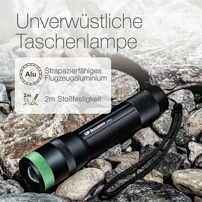 GP LED-Taschenlampe CR42 (Akkubetrieben, Schwarz, 40 lm - 1.000 lm) | BAUHAUS