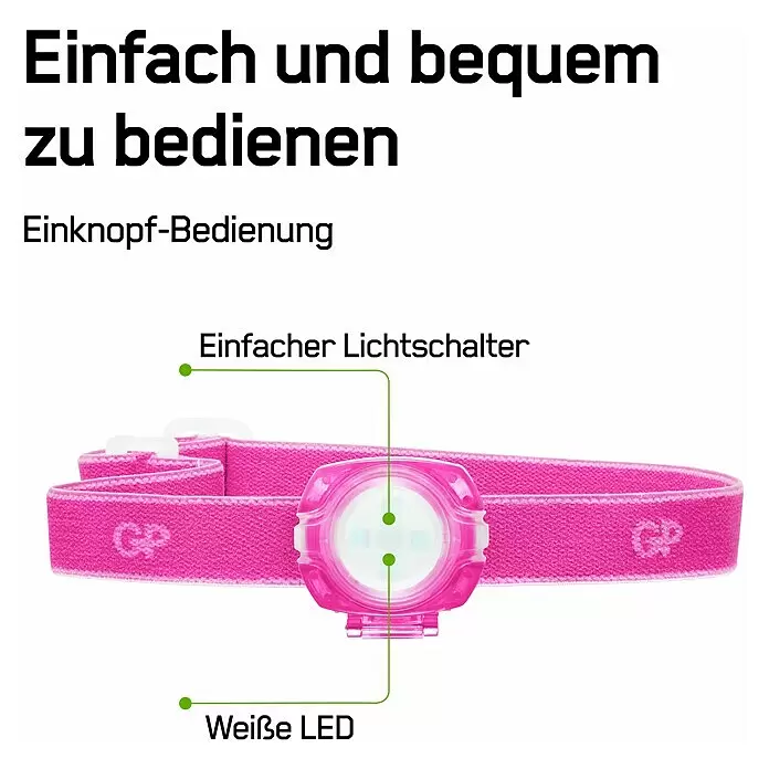 GP Stirnlampe CH31 - 40 lm, Lila - Informationsansicht