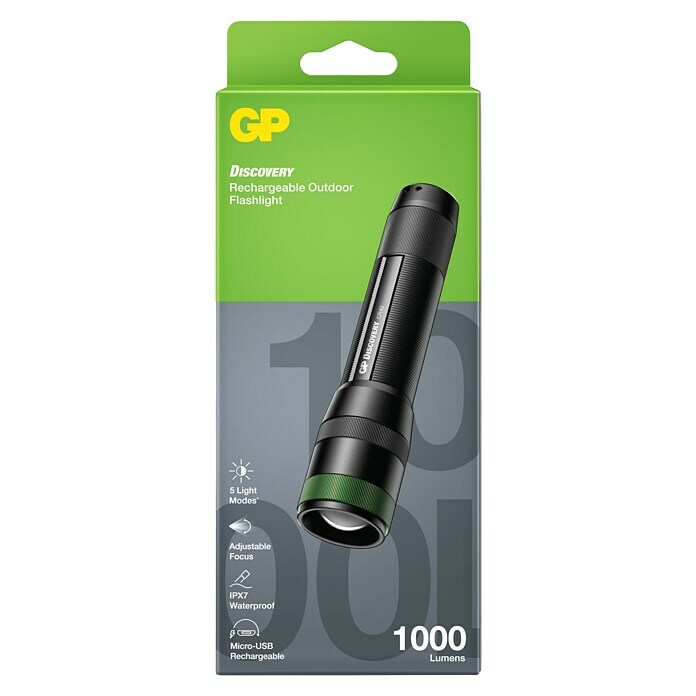 GP LED-Taschenlampe CR42 (Akkubetrieben, Schwarz, 40 lm - 1.000 lm) | BAUHAUS