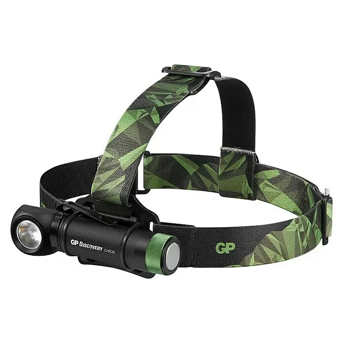 GP Stirnlampe /Taschenlampe CH35 - 15 lm - 600 lm, IPX4 - Diagonale Ansicht