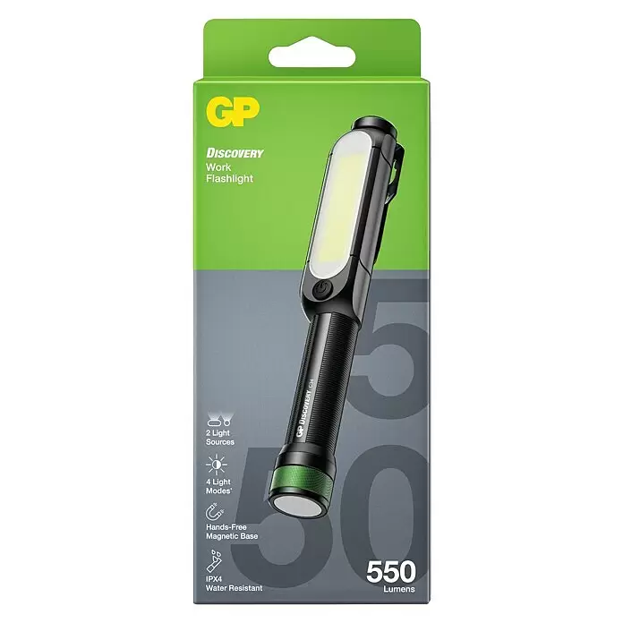 GP Taschenlampe C34 - 85 lm - 550 lm, IPX4 - Vorderansicht