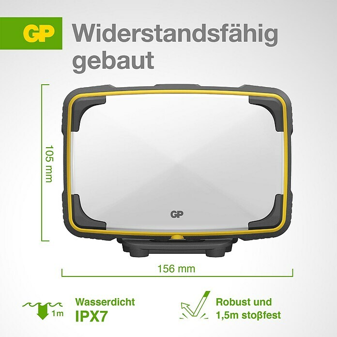 GP LED-Arbeitsleuchte CWP15 (25 lm - 1.200 lm, Lichtfarbe: Neutralweiß, IPX7, Magnet am Fußteil) | BAUHAUS