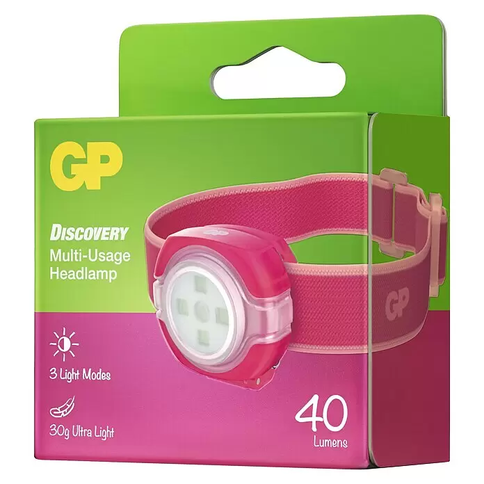 GP Stirnlampe CH31 - 40 lm, Lila - Diagonale Ansicht