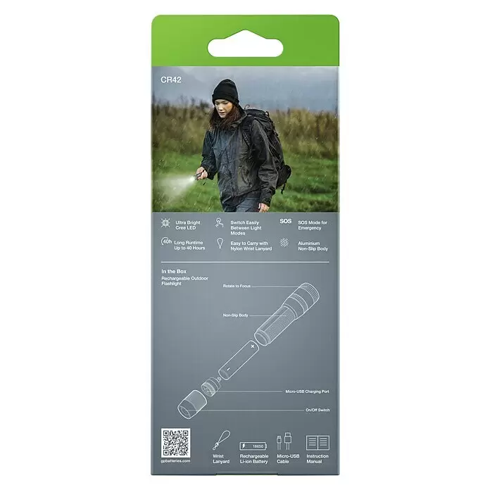 GP Taschenlampe CR42 - 40 lm - 1.000 lm, IPX7 - Rückansicht