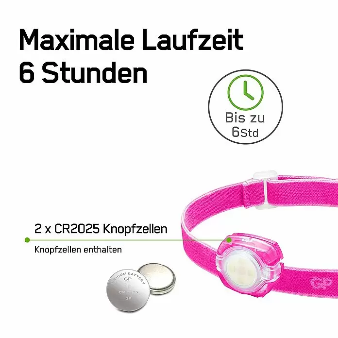GP Stirnlampe CH31 - 40 lm, Lila - Informationsansicht