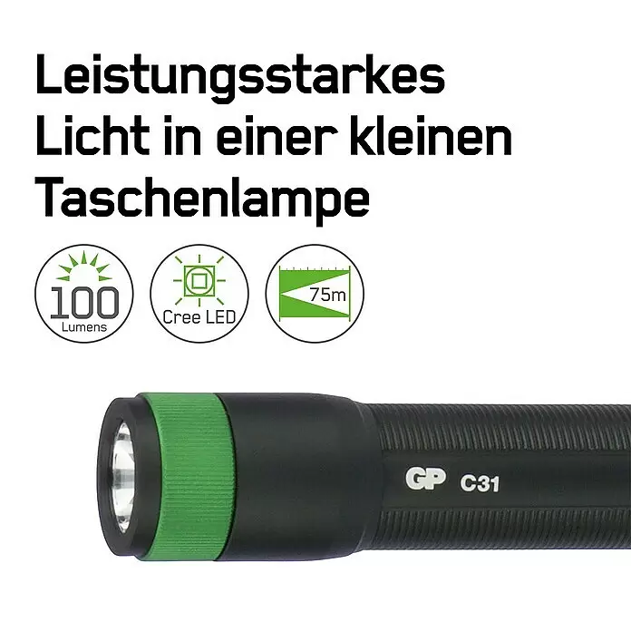 GP Taschenlampe C31X - 100 lm, IPX4 - Informationsansicht
