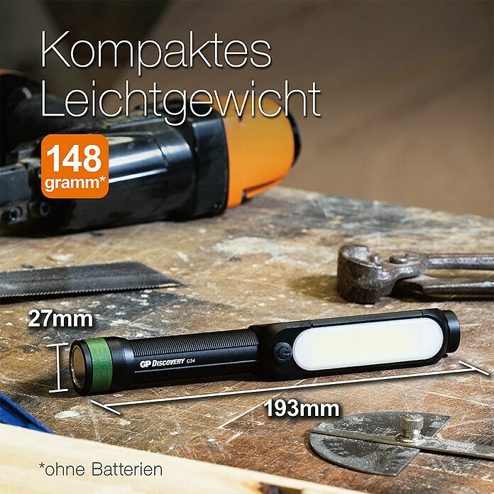 Eltra LED-Taschenlampe C34 (Batteriebetrieben, Schwarz/Grün, 85 lm - 550 lm) | BAUHAUS