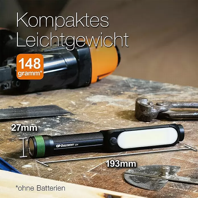GP Taschenlampe C34 - 85 lm - 550 lm, IPX4 - Informationsansicht
