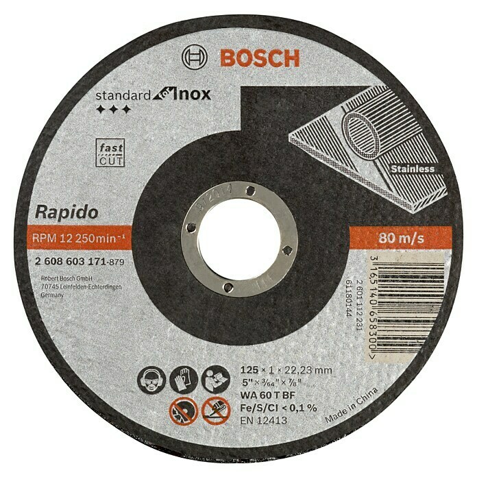 Bosch Professional Rezni disk Standard for INOX Rapido  (Promjer rezne ploče: 125 mm, Debljina plohe: 1 mm) | BAUHAUS