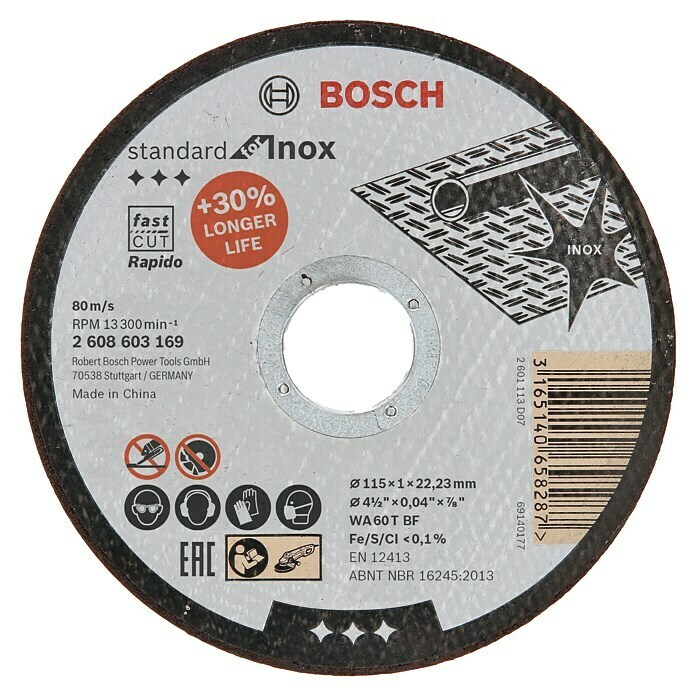 Bosch Professional Trennscheibe Standard for Inox Rapido (Durchmesser Scheibe: 115 mm, Stärke Scheibe: 1 mm) | BAUHAUS