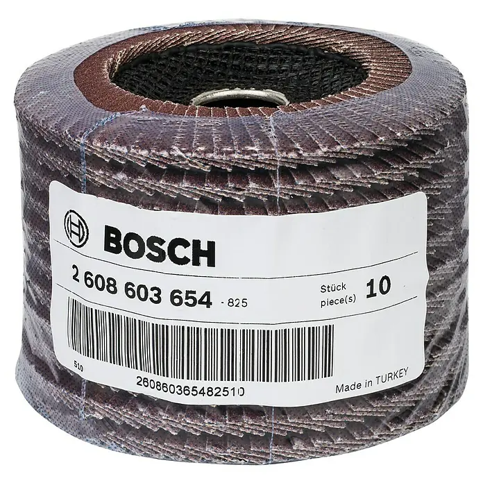 Bosch Fächerscheibe X431 - Durchmesser Scheibe: 115 mm, Körnung: 80, 1 Stk. - Bosch 2608603654 Schleifmopteller, ein Werkzeugset mit 10 Stück, ideal zum Schleifen und Polieren.