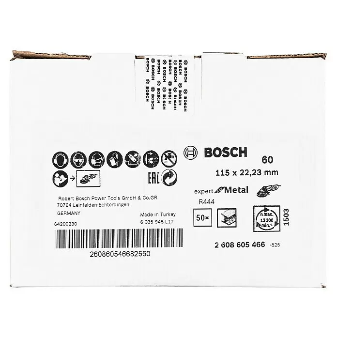 Bosch Fiberscheiben R444 Expert for Metal - Durchmesser Scheibe: 115 mm, Körnung: 60, 1 Stk. - Verpackung
