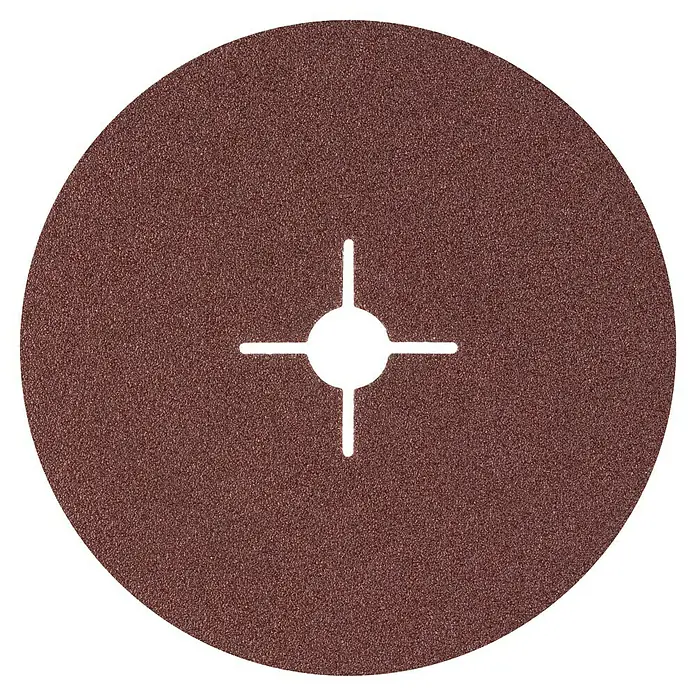 Bosch Fiberscheiben R444 Expert for Metal - Durchmesser Scheibe: 180 mm, Körnung: 60, 1 Stk. - Braunes Schleifpapier mit Aussparungen in der Mitte. Ideal zum Glätten von Oberflächen in Werkstätten & für Heimwerkerprojekte.