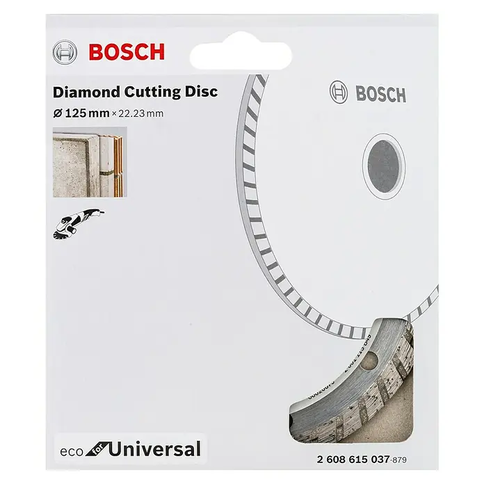 Bosch Diamant-Trennscheibe Eco for Universal Turbo - Durchmesser Scheibe: 125 mm, Höhe Segment: 7 mm, 1 Stk. - Abbildung einer Diamanttrennscheibe von Bosch, geeignet für universelle Schneidanwendungen und mit einem Durchmesser von 125 mm.