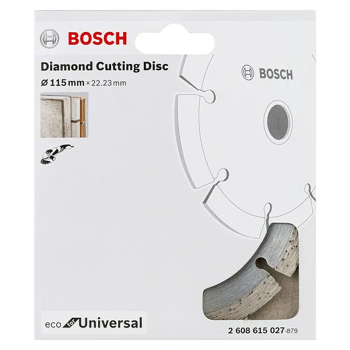 Bosch Diamant-Trennscheibe Eco for Universal - Durchmesser Scheibe: 115 mm - Bosch Diamanttrennscheibe Eco Universal, 115 mm Durchmesser, ideal zum Schneiden von Stein, Beton und ähnlichen Materialien.