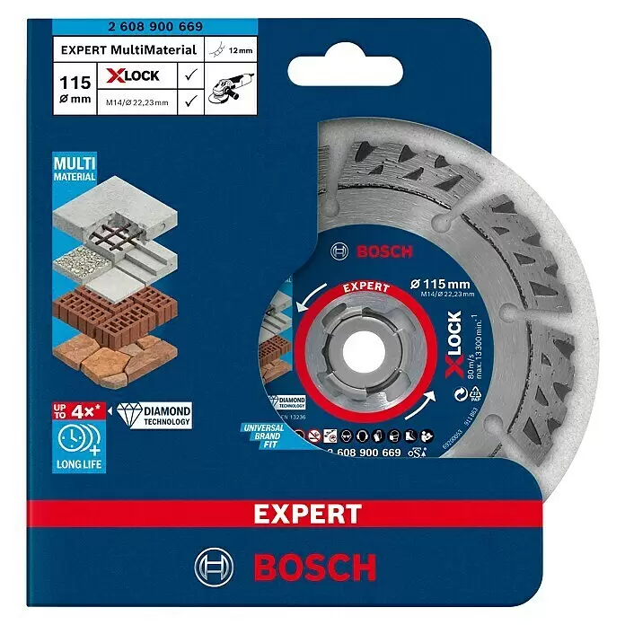Bosch Professional X-Lock Diamant-Trennscheibe Expert for MultiMaterialDurchmesser Scheibe: 115 mm