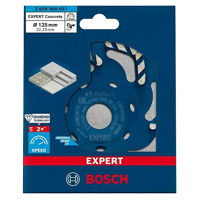 Bosch Professional Expert Diamant-Topfscheibe for Concrete - Durchmesser Scheibe: 125 mm, Höhe Segment: 4,5 mm - Vorderansicht