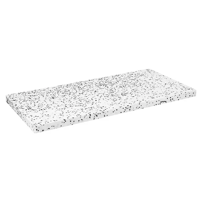 Mehrzweckdämmplatte WI/DI 040 - Stärke: 20 mm, Expandiertes Polystyrol (EPS), Wärmeleitstufe: 040 - Nahaufnahme einer weißen Arbeitsplatte mit schwarzen Sprenkeln, die eine moderne und stilvolle Ästhetik für jede Küche bietet.