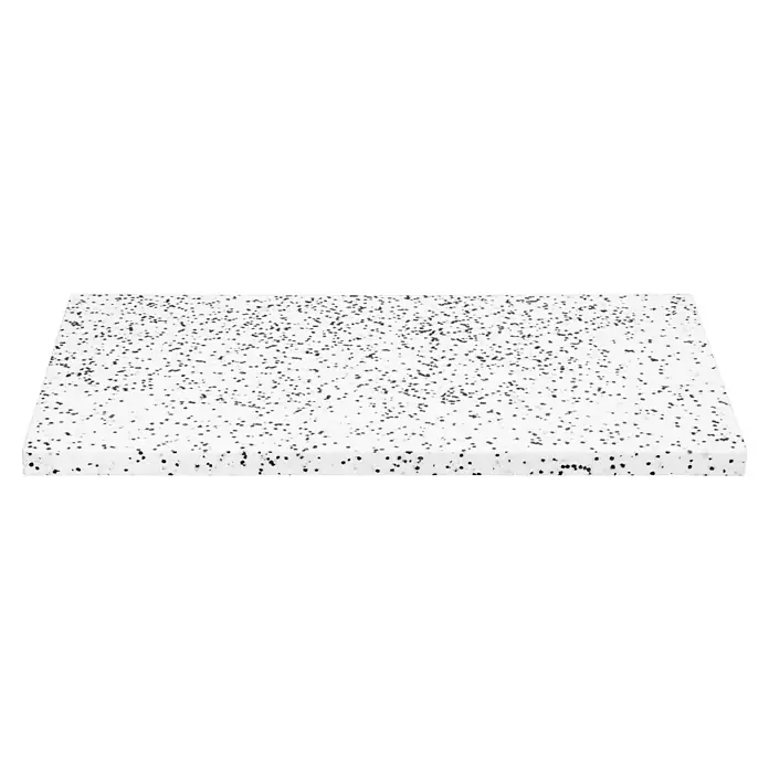 Mehrzweckdämmplatte WI/DI 040 - Stärke: 20 mm, Expandiertes Polystyrol (EPS), Wärmeleitstufe: 040 - Nahaufnahme einer weißen Arbeitsplatte mit schwarzen Sprenkeln. Ideal für Küchen oder Bäder.