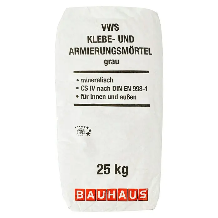 BAUHAUS Klebe- & Armierungsmörtel - 25 kg, Grau - Sack Klebe- und Armierungsmörtel grau von VWS, 25 kg, mineralisch, CS IV nach DIN EN 998-1, für innen und außen, Marke BAUHAUS.