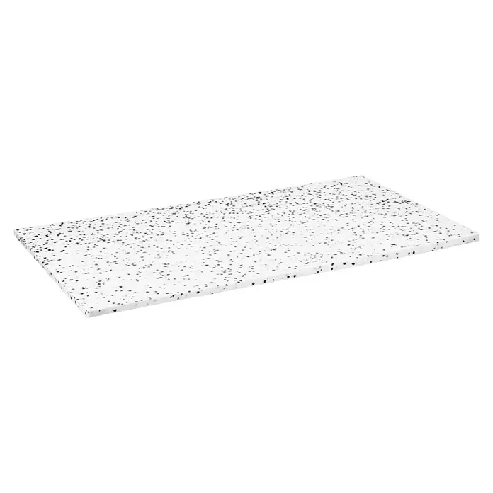 Mehrzweckdämmplatte DEO/WAB 040 - Stärke: 15 mm, Expandiertes Polystyrol (EPS), Wärmeleitstufe: 040 - Die strukturierte, weiße Badfliese mit kleinen dunklen Sprenkeln verleiht jedem Badezimmer einen modernen und stilvollen Look.