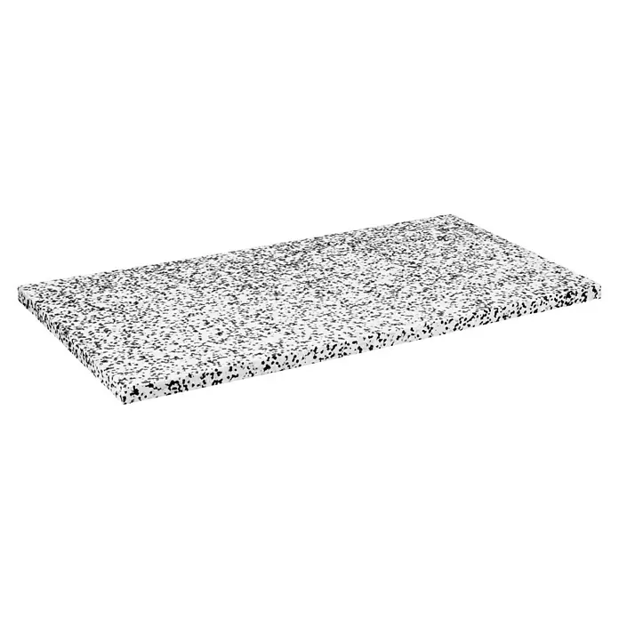 Mehrzweckdämmplatte DEO/WAB 040 - Stärke: 30 mm, Expandiertes Polystyrol (EPS), Wärmeleitstufe: 040 - Weiße Arbeitsplatte mit schwarzem Tupfenmuster, ideal für Küche oder Bad, robust und stilvoll.