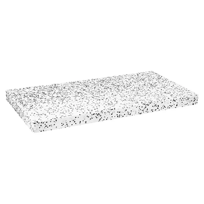 Mehrzweckdämmplatte DEO/WAB 040 - Stärke: 60 mm, Expandiertes Polystyrol (EPS), Wärmeleitstufe: 040 - Nahaufnahme eines weißen Akustikschaumstoffs mit schwarzen Akzenten, ideal für Schallabsorption und Raumakustikoptimierung.