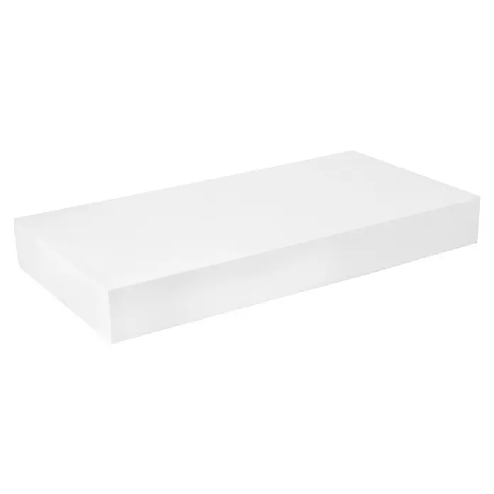 WDVS-Dämmplatte - Stärke: 140 mm, Wärmeleitstufe: 035, Expandiertes Polystyrol (EPS), Weiß - Ein weißer rechteckiger Block, der eine saubere und minimalistische Ästhetik bietet. Ideal für architektonische Visualisierungen und moderne Designs.
