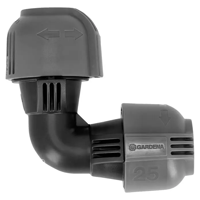 Gardena Sprinklersystem L-Stück - Durchmesser: 25 mm - Gardena 25 mm Micro-Drip-System Winkelverbinder zum Verbinden von zwei Bewässerungsrohren im 90-Grad-Winkel. Bewässerung leicht gemacht!