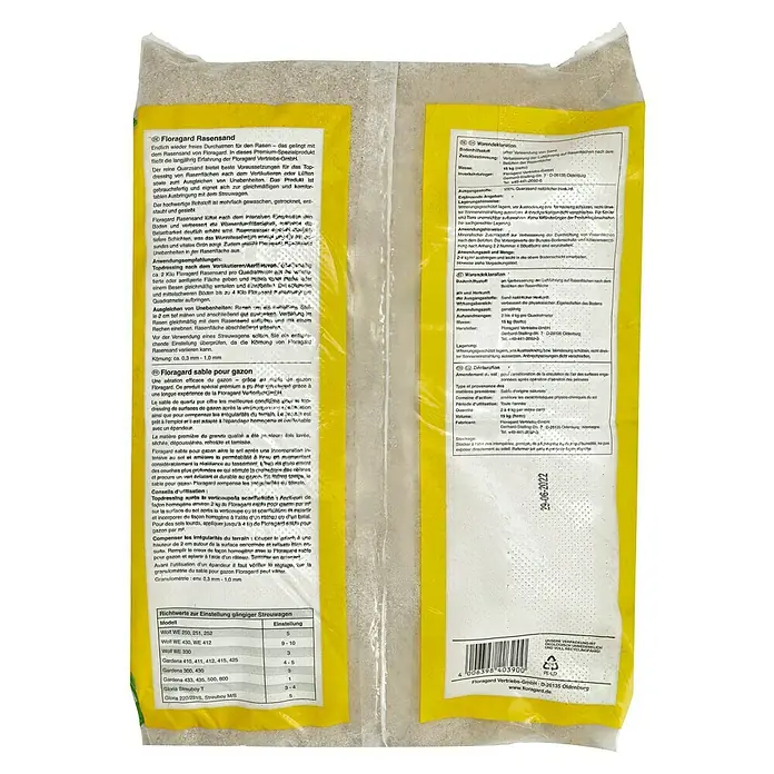 Floragard Rasensand - 15 kg - Abbildung einer Packung Floragard Rasensand.