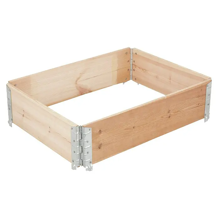 Gardol Hochbeetumrandung Palettenrahmen - L x B x H: 80 x 60 x 20 cm, Holz, Natur - Holzbeetrahmen mit verzinkten Metallecken für eine stabile und langlebige Konstruktion im Garten. Ideal für den Gemüseanbau.