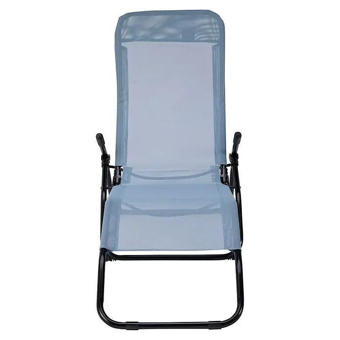Gartenliege - Metall, Ombre Blue - Ein blauer Relaxsessel mit schwarzem Rahmen, ideal zum Entspannen im Garten oder auf der Terrasse. Bequem und leicht verstellbar für optimalen Komfort.