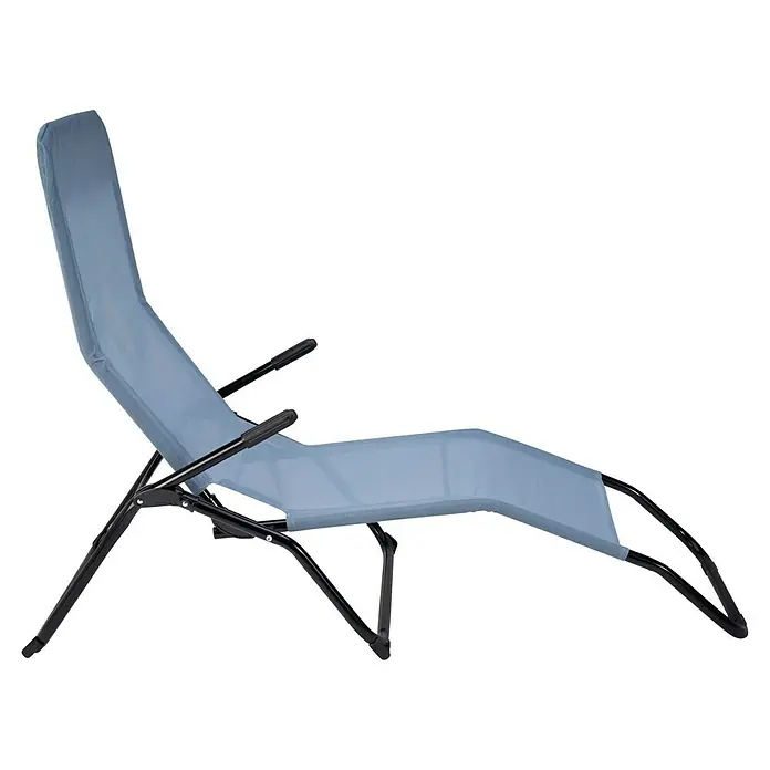 Gartenliege - Metall, Ombre Blue - Blauer Liegestuhl mit schwarzem Metallrahmen, ideal zum Entspannen im Garten oder am Pool. Die verstellbare Rückenlehne bietet Komfort.