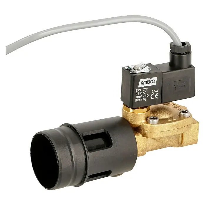 Garantia Trinkwassernachspeisung - Mit Sensorsteuerung - Nahaufnahme eines AMISCO EVI 7/9 24 VDC 6.5W Magnetventils mit Kabel, ideal für präzise Steuerung in verschiedenen Anwendungen.